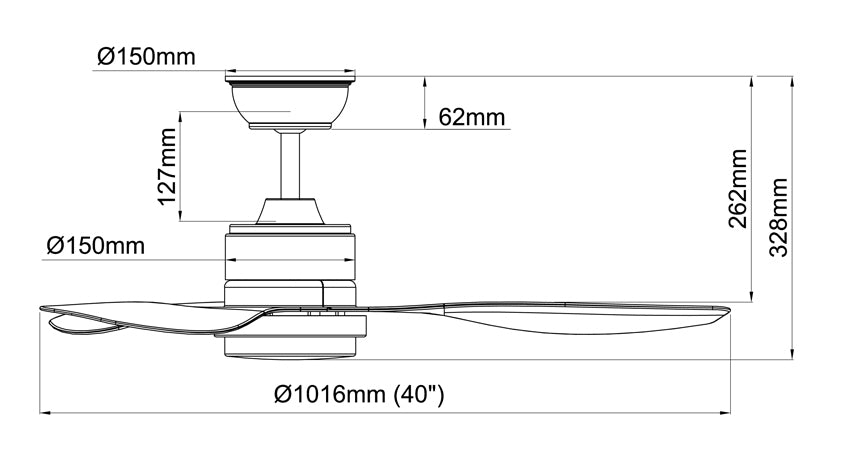 Acorn 40" Ceiling Fan DC-159 40"/52"